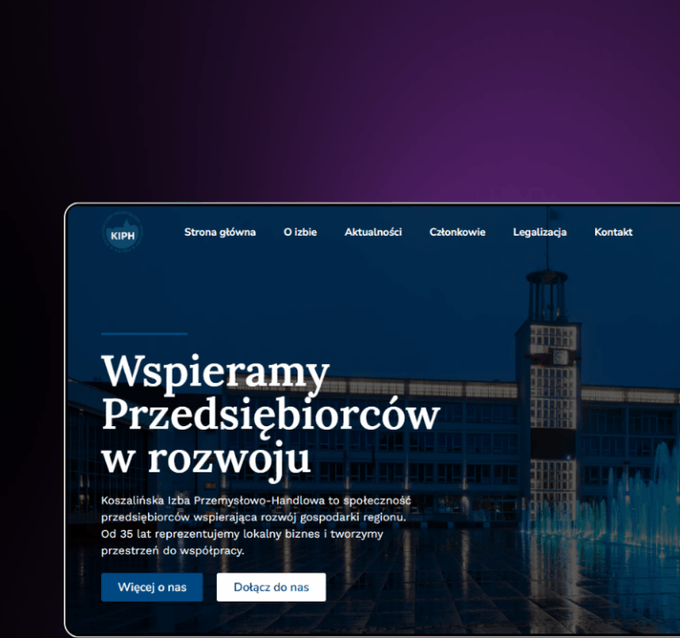 Realizacja strony internetowej przez Agencję YetiWeb dla Koszalińskiej Izby Przemysłowo-Handlowej