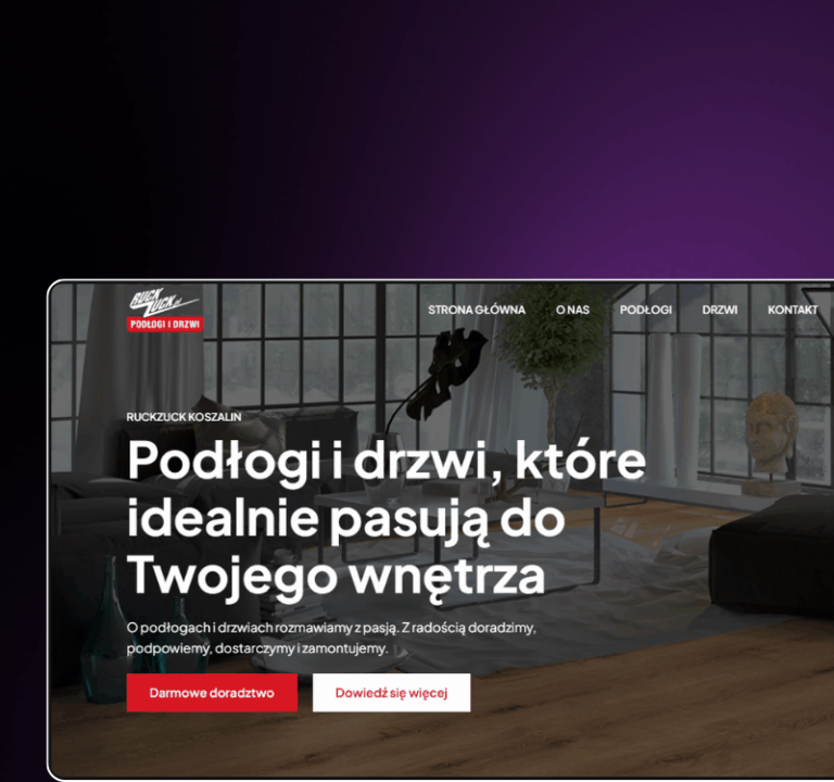 Realizacja strony internetowej przez Agencję YetiWeb dla Salonu Drzwi i Podłóg RuckZuck Koszalin