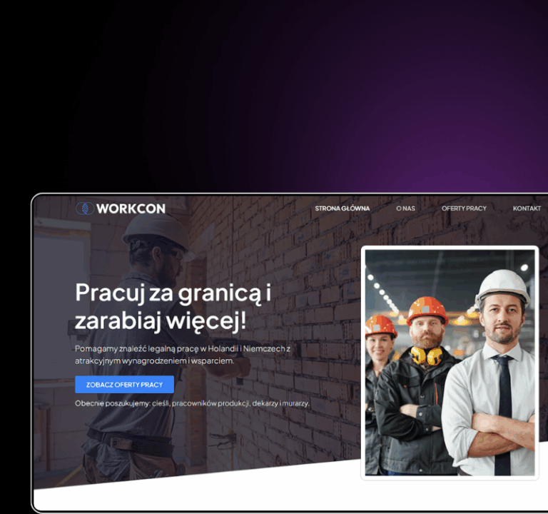 Realizacja strony internetowej przez Agencję YetiWeb dla Agencji pracy za granicą WorkCon