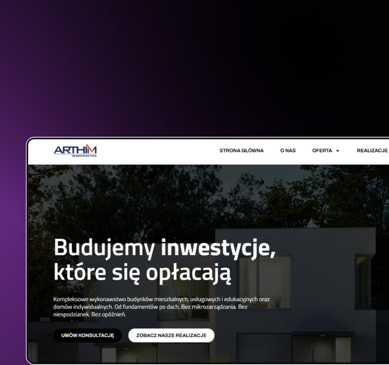 Realizacja strony internetowej wykonawcy generalnego Arthim przez YetiWeb
