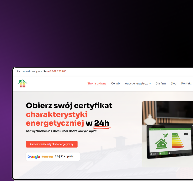 Realizacja strony internetowej Certyfikaty24h przez YetiWeb